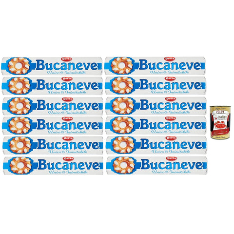 Doria Snack Kuchen & Backwaren Doria Kekse Bucaneve Butterkeks kekse mit Zucker 12x 200g cookies biscuits snack Original italienisch inkl. Italian Gourmet Polpa 400g 8000605040281