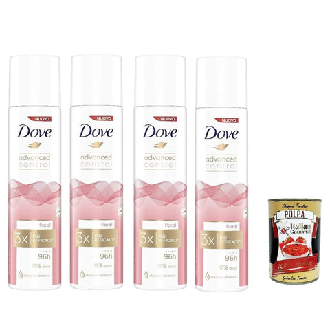 Dove Deo Dove Advanced Control Floral Deodorante Spray 0% Alkohol,96h Schutz Deodorant 4x 100 ml italienisch Original 8032804040014
