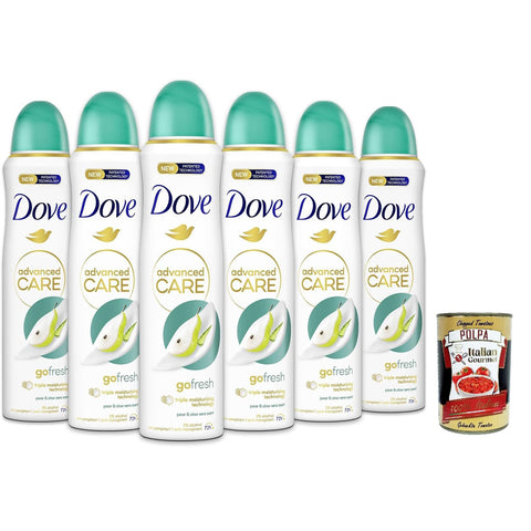 Dove Deodorant Spray Advanced Care Go Fresh Birne und Aloe Vera, deo Mit feuchtigkeitsspendenden und 6x150ml Original italienisch Pflege