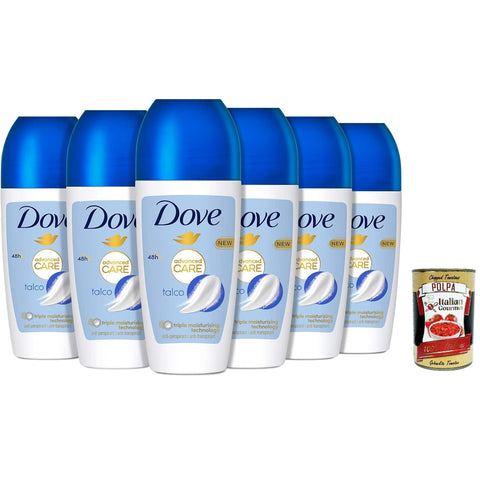 Dove Deodorante Roll On Advanced Care Talco, Anti transpiorant deodorant 6x50ml Original italienisch Pflege