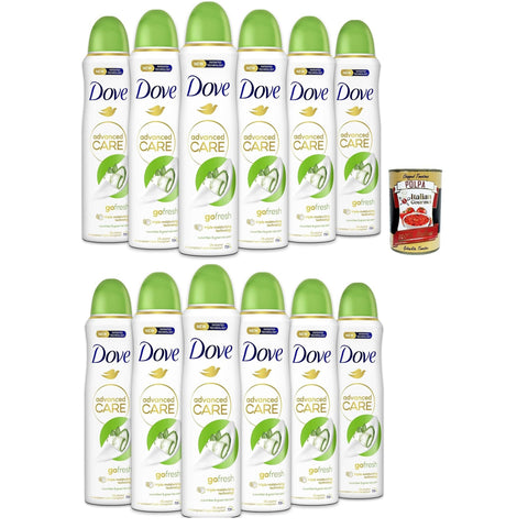 Dove Deodorante Spray Advanced Care Go Fresh Gurke und grüner Tee, deo Mit feuchtigkeitsspendenden und empfindlichen Formel, ohne Alkohol, 72 Stunden, 12x150 ml
