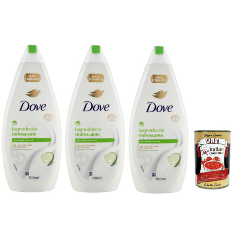 Dove bagnodoccia Rinfrescante mit Gurken und grüner Tee, Schaumbäder Bades bath shower foam, Weichheit und Pflege 3x 700 ml italienisch Original