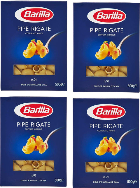 Ducomi Kurze Pasta Barilla Pipe Rigate 2 Kg - Grießnudeln mit Hochwertigen Zutaten, um Immer gut zu Sein - Tägliche unwiderstehliche Güte - Packung 2 kg - 4 x 500 g (Pipe Rigate)