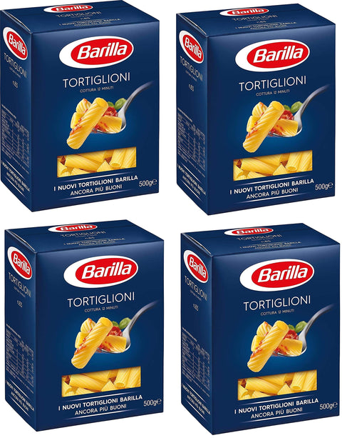 Ducomi Kurze Pasta Barilla Tortiglioni 2 Kg - Grießnudeln mit Hochwertigen Zutaten, um Immer gut zu Sein - Tägliche unwiderstehliche Güte - Packung 2 kg - 4 x 500 g (Tortiglioni)