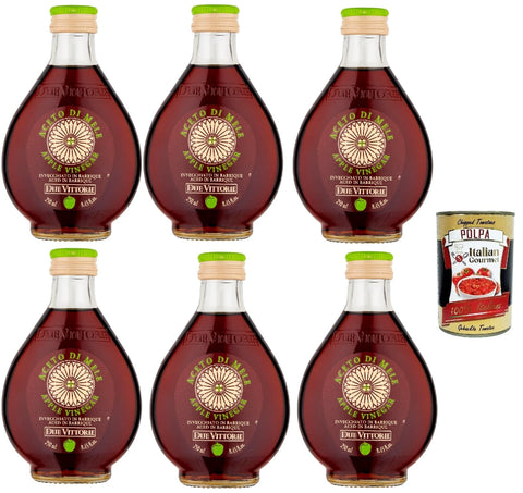 Due Vittorie Oliven Due Vittorie Aceto di Mele, Apfelessig, Mit einem intensiven und fruchtigen Geschmack, Säure: 5%, 6x 250 ml + Italian Gourmet polpa 400g 8022734111885