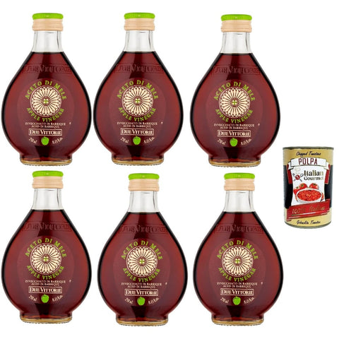 Due Vittorie Oliven Due Vittorie Aceto di Mele Apfelessig Mit einem intensiven und fruchtigen Geschmack Säure 5% 6x 250 ml italienisch Original 8022734111885