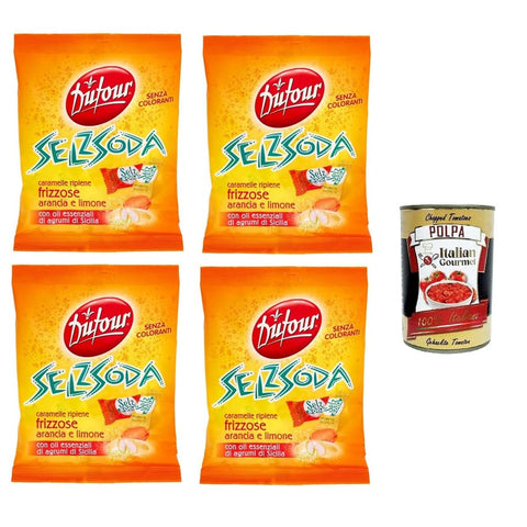 Elah Frucht- & Kräuterbonbons Elah Dufour Selz Soda Funkelnde Bonbons mit Orangen und Zitronenfüllung 4x150 g Frucht- & Kräuterbonbons italienisch Original 8004610113640