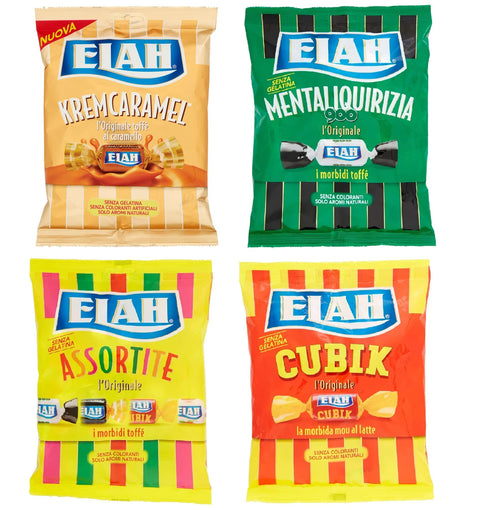 ELAH Toffee Testpaket Elah caramelle Toffè Kremcaramel verschiedene Toffer Karamell Toffè Bonbons candy 4x 150g 8004610102064