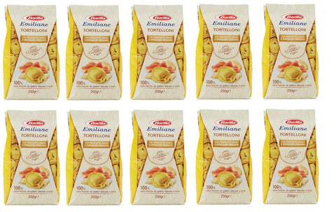 Emiliane Internationale Nudeln 10x Barilla Emiliane Tortelloni all'uovo mit rohem Schinken Nudeln mit ei 250g 8076809539081