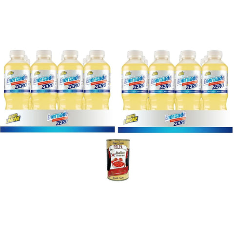 Energade Energy Drinks Energade ZERO LEMON Geschmack - durstlöschendes Sportergänzungsmittel, ohne Zuckerzusatz, 24 x 500 ml Original italienisch inkl. Italian Gourmet Polpa 400g 8032804040014