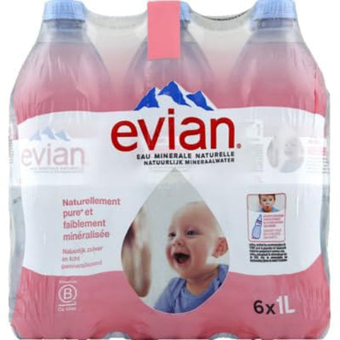 Evian Pet, 6er Pack, Einweg (6 x 1 l) Stilles Wasser italienisch Original