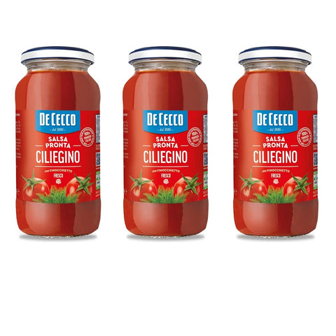 F.lli De Cecco Pastasaucen 3x De Cecco Salsa Pronta Ciliegino con Finocchietto Fresco Tomatensauce Fertigsauce mit Frischem Fenchel 300g 8001250015341