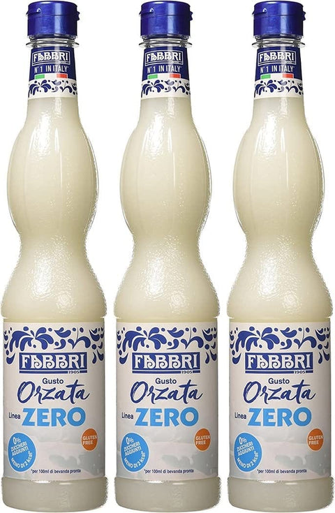 Fabbri Getränkesirupe & Konzentrate 3x Fabbri Sciroppo Orzata Zero Gerstensirup Ohne Zuckerzusatz Ideal für Cocktails und Getränke Alkoholfreie Getränke PET 560ml 8001780150703