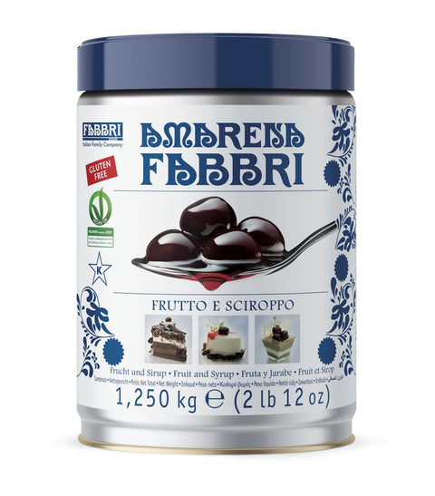 Fabbri 1905 Amarena Kirschen in Sirup | Entsteinte Kirschen aus Italien in Sirup eingelegt | Ideales Topping für Eis, Joghurt, Dessert und Cocktails. Inhalt: 1,250 kg italienisch Original
