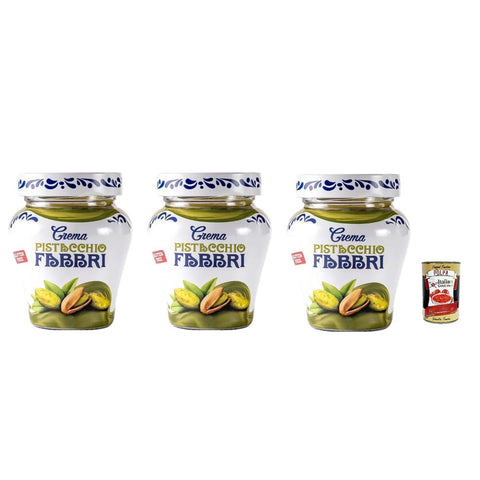 Fabbri Nussaufstrich Fabbri Pistaziencreme im Glas, 230g, 3er-Pack,100% italian Original italienisch inkl. Italian Gourmet Polpa 400g