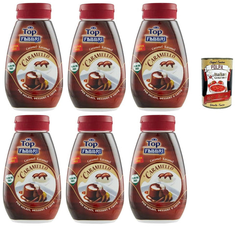Fabbri Sirupe Fabbri Topping Caramello süße Karamellsauce für Eis, Desserts und Kaffee 6x 225g Gluten-frei gebrauchsfertige Sauce dessertsaucen + Italian Gourmet polpa 400g 80644064