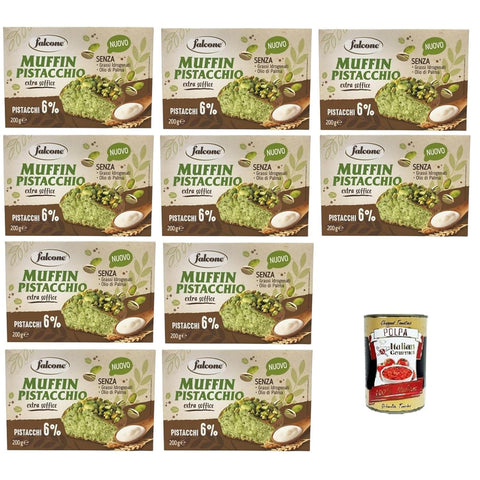 Falcone Muffin Pistacchio Pistazien-Muffin 10x200 g italienisch Original Gebäck + kostenlos polpa 400 g
