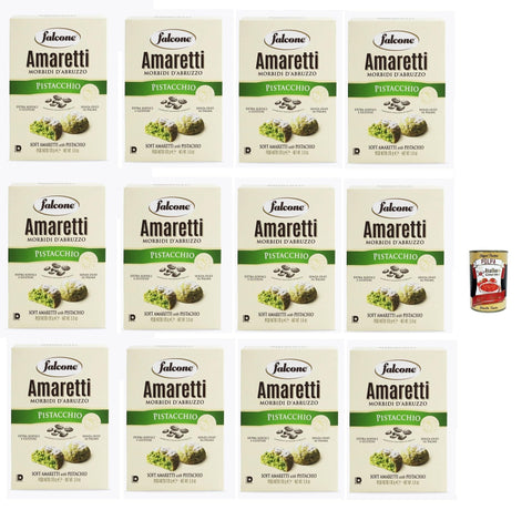 Falcone Snack Kuchen & Backwaren Falcone Amaretti Morbidi d´Abruzzo al pistacchio 'Amaretti Pistachio', Traditionelle italienische Kekse, 12x 170 g + Italian Gourmet polpa 400g 8023696006356