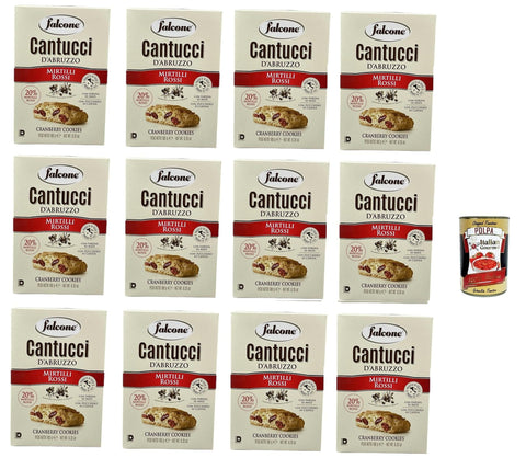 Falcone Snack Kuchen & Backwaren Falcone Cantucci ai mirtilli rossi , Mandelgebäck mit Preiselbeeren / Cranberry, Kekse mit Preiselbeeren aus Italien, insgesamt Gebäckstücke, 12x 200g + Italian Gourmet polpa 400g 660805000515