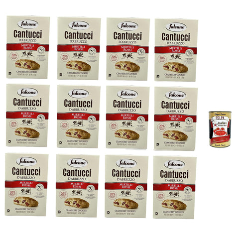 Falcone Cantucci ai mirtilli rossi, Mandelgebäck mit Preiselbeeren / Cranberry, Kekse mit Preiselbeeren aus Italien, insgesamt Gebäckstücke, 12x 200 g italienisch Original