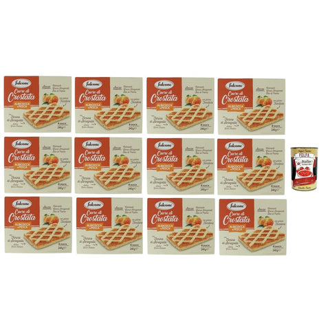Falcone Snack Kuchen & Backwaren Falcone Cuor di Crostatina Albicocca E Pesca, Kuchen mit Albicocca und Pfirsich, 12x 240g Original italienisch inkl. Italian Gourmet Polpa 400g 8032804040014