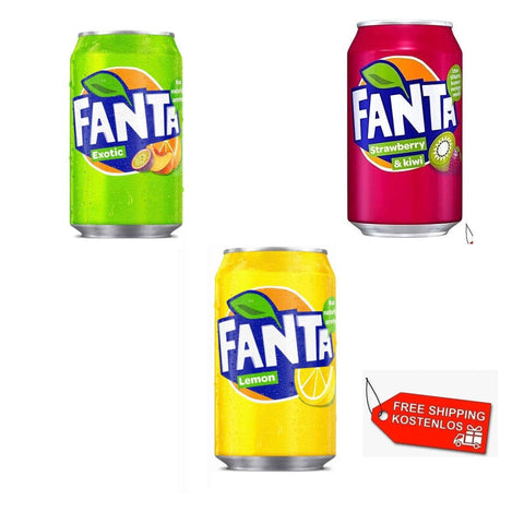 Fanta Soft Drink Testpaket Fanta Strawberry Lemon Exotic 72x33cl