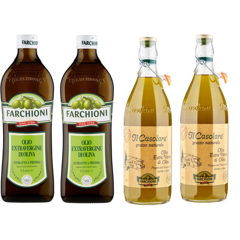 Farchioni Testpaket 2x Classico Natives Olivenöl Extra 1 Lt 2x Il casolare grezzo 1 Liter italienisch Original