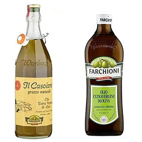 Farchioni Oliven Farchioni Il casolare grezzo naturale 1L Extra nativ Natives Olivenöl olio oliva 3x Original italienisch inkl. 1x Farchioni Classico Extra Natives nativ Olive Olivenoel 1 L olio vergine oliva