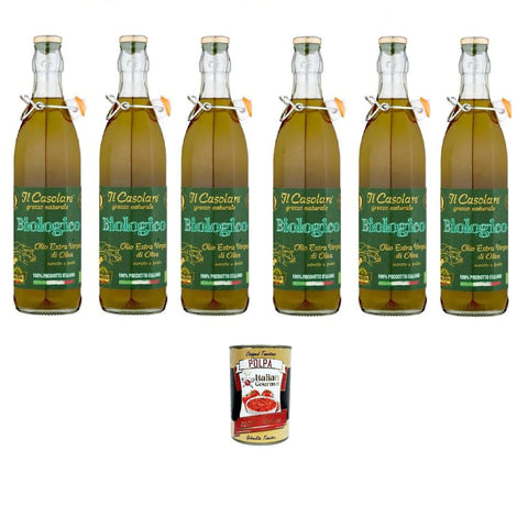 Farchioni Oliven Farchioni Il Casolare grezzo naturale biologico Olio Extra Vergine di Oliva 750ml, Rohes natürliches Bio-Olivenöl extra vergine 6x 750 ml + Italian Gourmet polpa 400gr 8007153005403