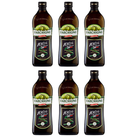 Farchioni Oliven Farchioni Olio Extra Vergine di Oliva 100% Natives Olivenöl extra mit Oliven kalte Extraktion Speiseöl 6x 1Lt italienisch Original 8007153001177