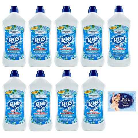 Felce Azzurra 9er Pack RIO Bum Pavimenti Talco Bodenreiniger mit Alkohol Talk Duft 1er Pack Felce Azzurra Talkumpuder 1Lt + 100g italienisch Original