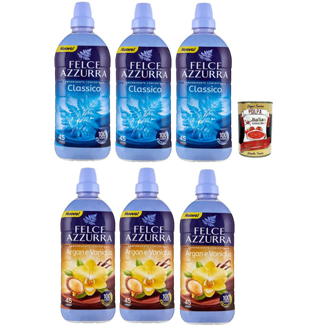 Felce Azzurra Ammorbidente Concentrato Testpaket Classico und Argan e Vaniglia, Konzentrierter Weichspüler aus Argan und Vanille und Classic 6x 900 ml italienisch Original