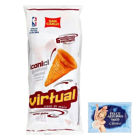 Felce Azzurra 12er Pack San Carlo Snack Virtual, Maiszapfen Patatine 1x132g Original italienisch