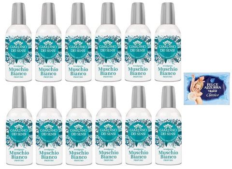 Felce Azzurra Damen 12er-Pack Giardino dei Sensi Profumo Muschio Bianco,Parfum für Damen Weißer Moschus 100ml + 1er-Pack Kostenlos Felce Azzurra Talkumpuder, 100g-Beutel 8001280026102