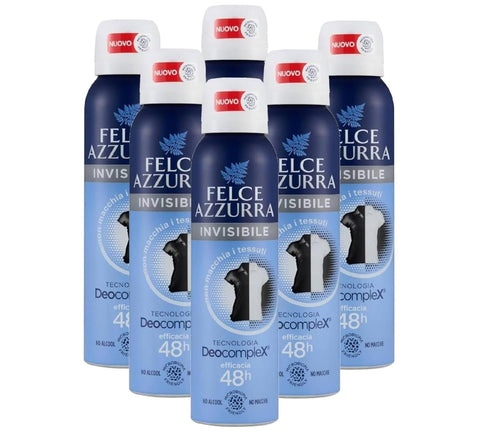 Felce azzurra Deo Felce Azzurra Invisible Deo Spray 48h – Anti-Flecken Deodorant ohne Alkohol, Microbiom-freundlich, Deocomplex Technologie, 6×150 ml 8001280031236