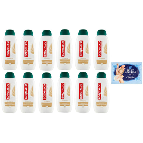 Felce Azzurra 12er Pack Borotalco Idratante Bagnodoccia Vaniglia e Avena Duschgel mit Vanille und Haferduft 1er Pack 450ml + 100g italienisch Original