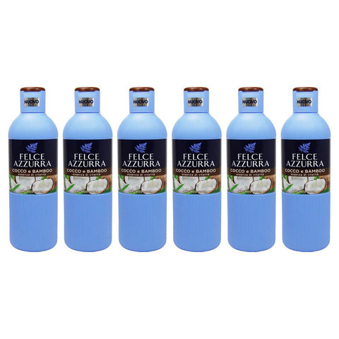 Felce Azzurra Paglieri Bagnodoccia Cocco e Bamboo,Kokosnuss und Bambus-Körperwäsche,Duschgel 650ml 6er-Pack Original italienisch