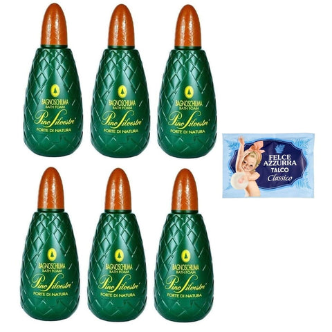 Felce Azzurra Duschgel Felce Azzurra 6er Pack Pino Silvestre Bath Foam Forte di Natura Bagnoschiuma Duschgel Intensiver Waldduft 1er Pack 1000ml + 100g italienisch Original 8001280026102