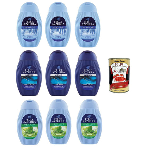 Felce azzurra Testpaket Docciagel Classico Coll Blu Uomo Lime&Menta Klassisch Herrenblau Limette und Minze 9x 250ml italienisch Original