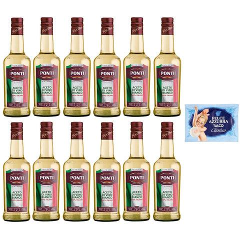 Felce Azzurra 12er-Pack Ponti Weißweinessig Aceto di Vino Bianco Italiano 100% Italienischer Essig Glasflasche 1er-Pack Kostenlos Felce Azzurra Talkumpuder