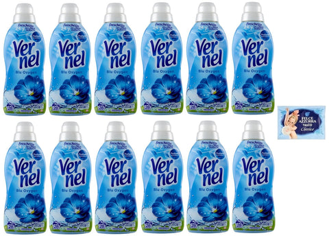 Felce Azzurra Flüssiger Weichspüler 12er-Pack Vernel Aroma Therapy Ammorbidente Concentrato Konzentrierter Flüssiger Weichspüler Frangipani,28 Wäschen,700ml + 1er-Pack Kostenlos FELCE AZZURRA Talkumpuder, 100g-Beutel 8001280026102