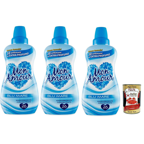 Felce azzurra Mon Amour Blu Mare Ammorbidente Concentrato, Konzentrierter Weichspüler 3x650ml Original italienisch Haushalt