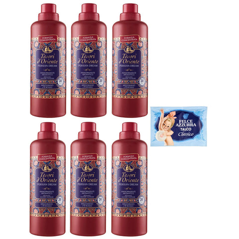 Felce Azzurra 6er Pack Tesori d'Oriente Persian Dream Ammorbidente Concentrato Konzentrierter Weichspüler 38 Wäschen 760ml + 100g italienisch Original