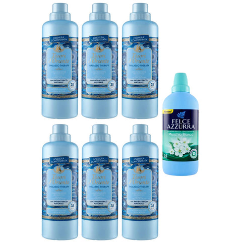 Felce Azzurra 6er Pack Tesori d'Oriente Thalasso Therapy Ammorbidente Concentrato Konzentrierter Weichspüler 38 760ml + 600ml italienisch Original