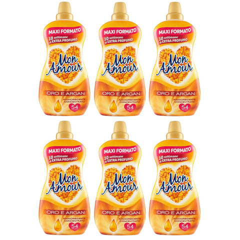 Felce Azzurra Paglieri Mon Amour Ammorbidente Concentrato Oro e Argan Konzentrierter Flüssiger Weichspüler Gold und Argan 54 Wäschen 1350ml 6x Original italienisch