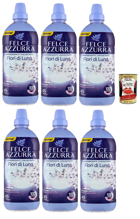 Felce azzurra Flüssiger Weichspüler Felce Azzurra Ammorbidente Concentrato Fiori Di Luna, Weichspüler Konzentrat Duftende, 45 Washes, 6x 900Ml + Italian Gourmet polpa 400g 8001280034152