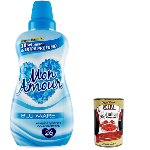 Felce azzurra Flüssiger Weichspüler Felce azzurra Mon Amour Blu Mare Ammorbidente Concentrato, Konzentrierter Weichspüler, 26 Wäschen,650ml 6x Original italienisch inkl. Italian Gourmet Polpa 400 8001280408144