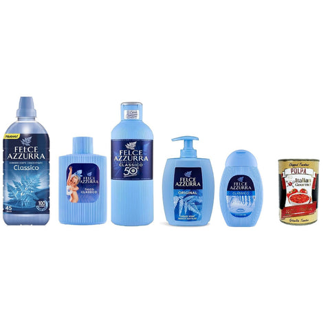 Felce Azzurra Paglieri Weichspüler Badezimmer Talkum Set Duft Classico 5 Stück Flüssiger Weichspüler italienisch Original