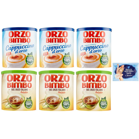 Felce Azzurra 6er Pack Testpaket Orzo Bimbo Löslich Gersten Cappuccino Orzo Bimbo Löslich Gersten eine koffeinfreie 150g + 120g italienisch Original