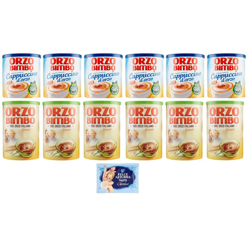 Felce Azzurra Instantkaffee Felce Azzurra 12er Pack Testpaket Orzo Bimbo Löslich Gersten Cappuccino Orzo Bimbo Löslich Gersten eine koffeinfreie 150g + 200g italienisch Original 8001280026102